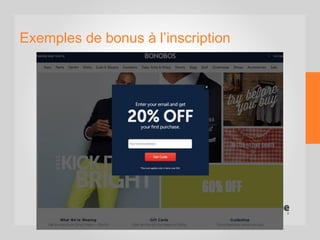 Exemples de bonus à l’inscription
 