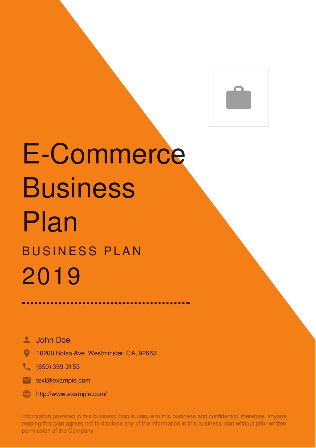 Ecommerce business plan example