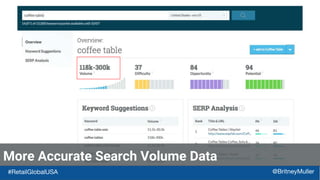 More Accurate Search Volume Data
#RetailGlobalUSA @BritneyMuller
 