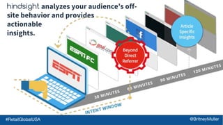 hindsight analyzes your audience’s off-
site behavior and provides
actionable
insights.
#RetailGlobalUSA @BritneyMuller
 