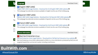 BuiltWith.com
#RetailGlobalUSA @BritneyMuller
 