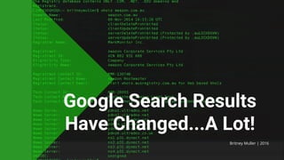 Google Search Results
Have Changed...A Lot!
Britney Muller | 2016
 