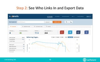 Step	
  2:	
  See	
  Who	
  Links	
  In	
  and	
  Export	
  Data	
  
Link	
  Building	
  101	
   48	
  
 