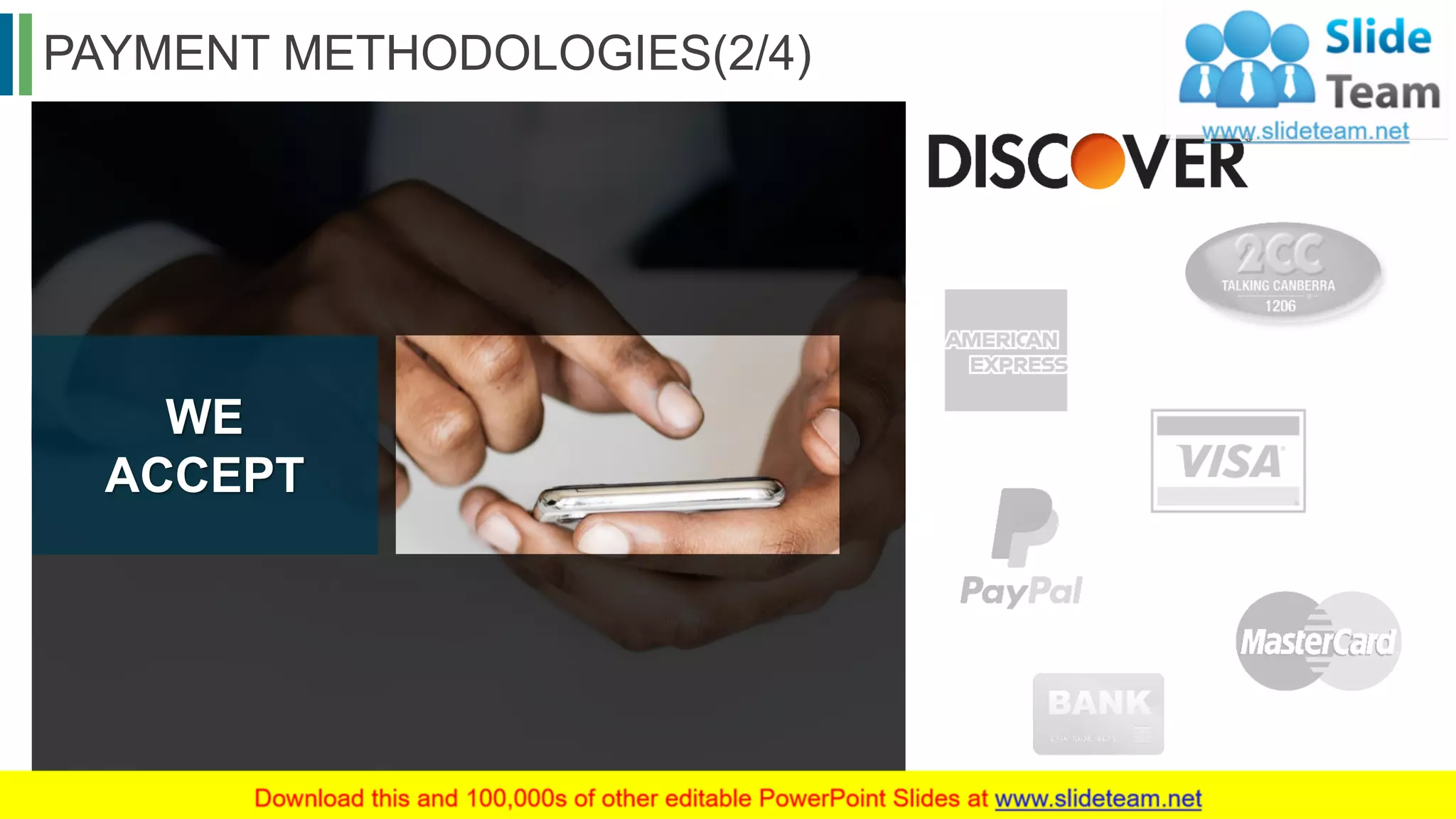 PAYMENT METHODOLOGIES(2/4)
31
WE
ACCEPT
 