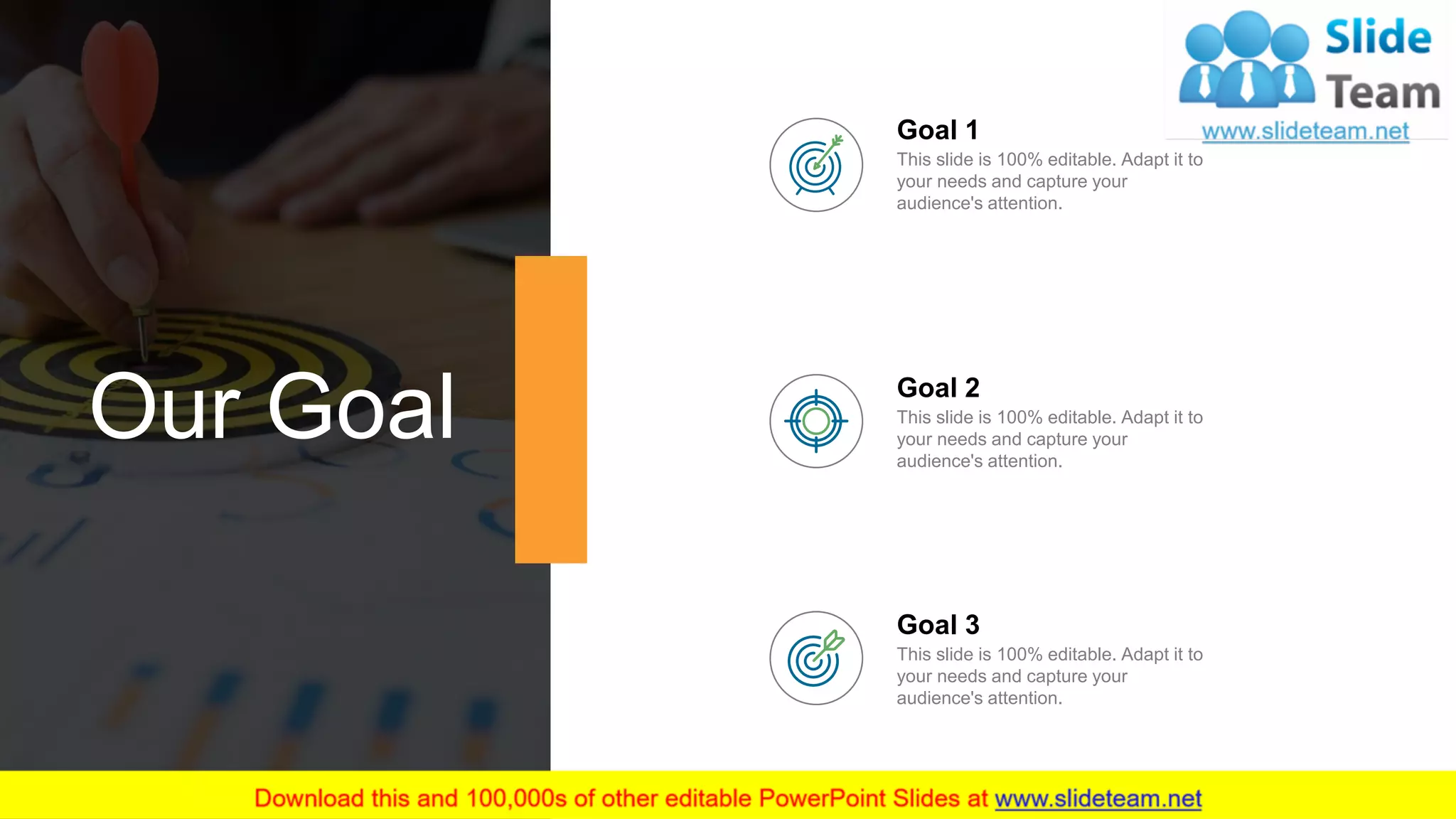 53
Our Goal
This slide is 100% editable. Adapt it to
your needs and capture your
audience's attention.
Goal 1
This slide is 100% editable. Adapt it to
your needs and capture your
audience's attention.
Goal 2
This slide is 100% editable. Adapt it to
your needs and capture your
audience's attention.
Goal 3
 