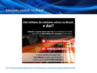 Mercado mobile no Brasil
Fonte: http://www.profissionaldeecommerce.com.br/brasil-ja-e-o-quarto-maior-mercado-mobile-do-mundo/
 