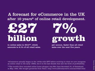 A forecast for eCommerce in the UK
after 10 years* of online retail development.




in online sales in 2014**, which     ...