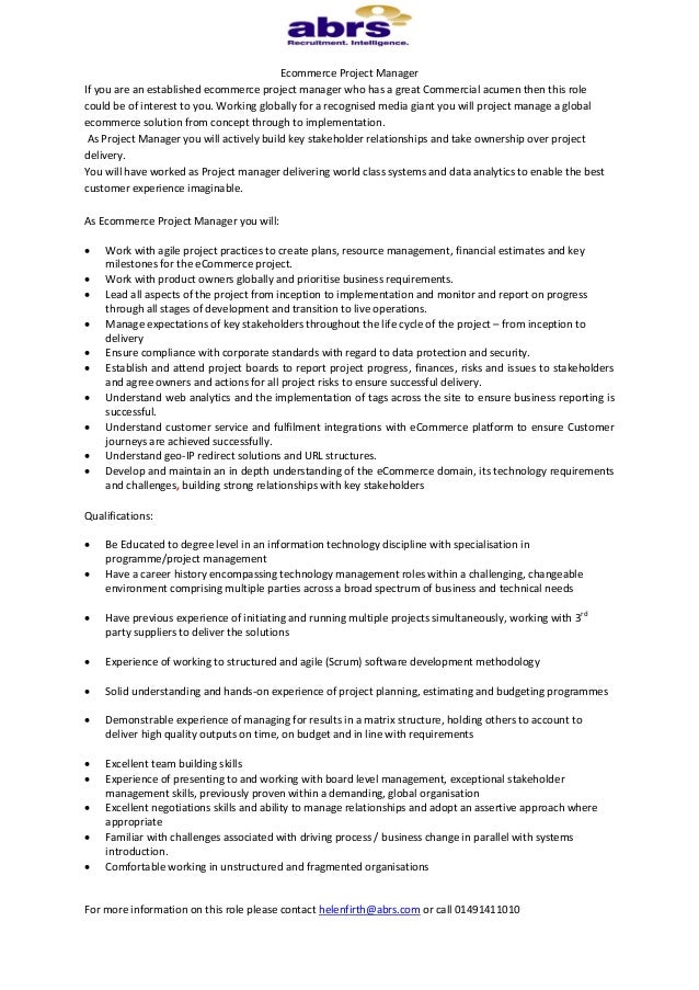 Ecommerce project manager