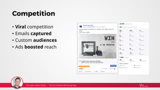 Competition
• Viral competition
• Emails captured
• Custom audiences
• Ads boosted reach
 