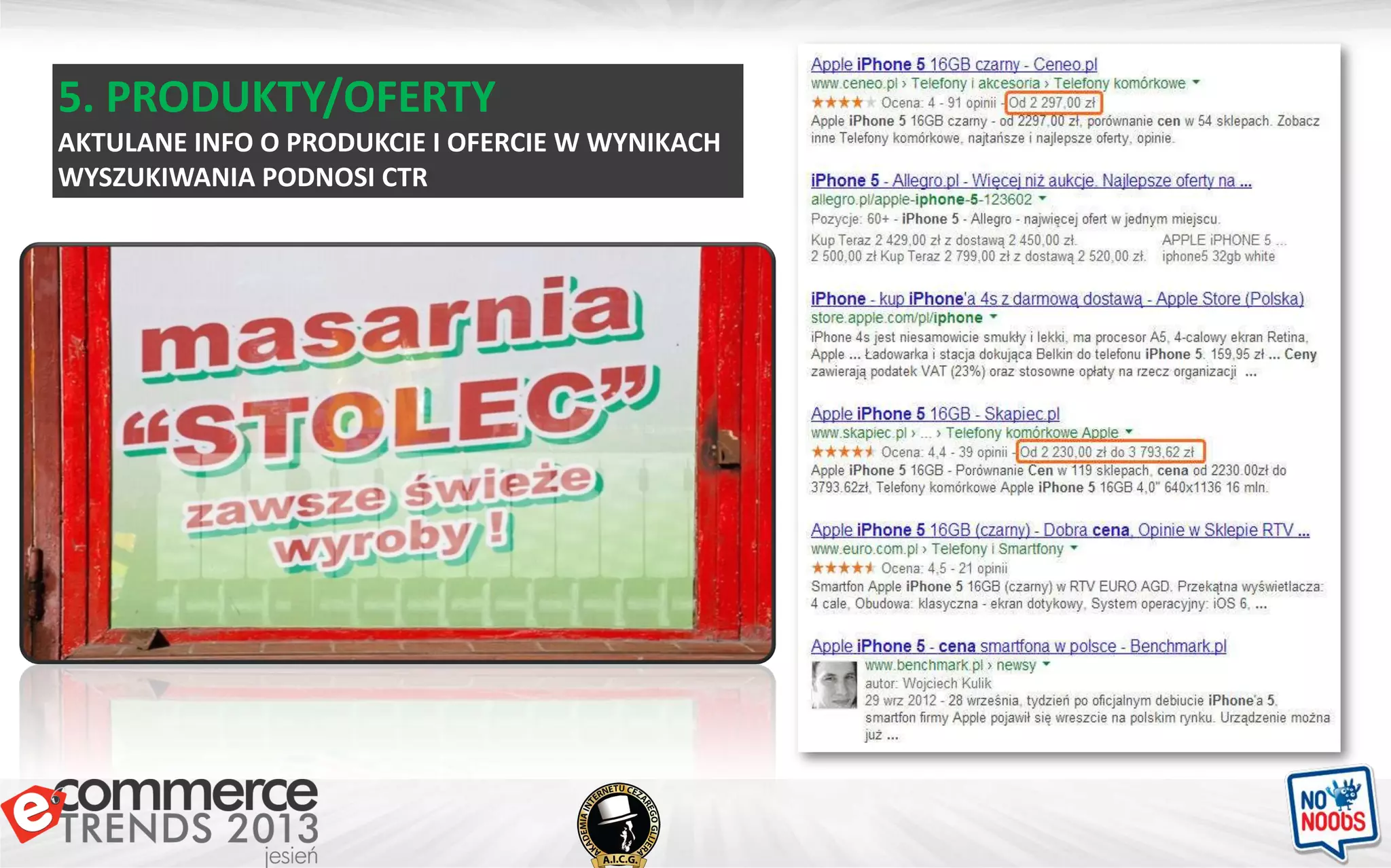 5. PRODUKTY/OFERTY
AKTULANE INFO O PRODUKCIE I OFERCIE W WYNIKACH
WYSZUKIWANIA PODNOSI CTR
 