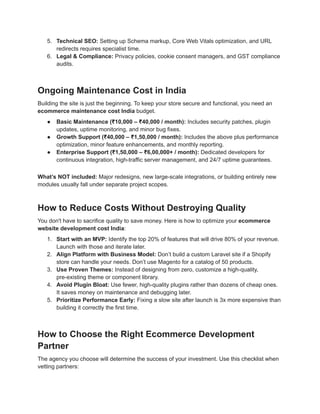 E-commerce Website Development Cost in India (2026 Pricing Guide) | PDF