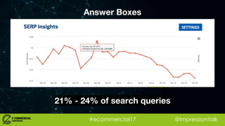 #ecommercial17 @Impressiontalk
Answer Boxes
21% - 24% of search queries
 