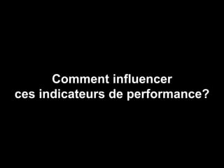 Comment influencer
ces indicateurs de performance?



                                  36
 