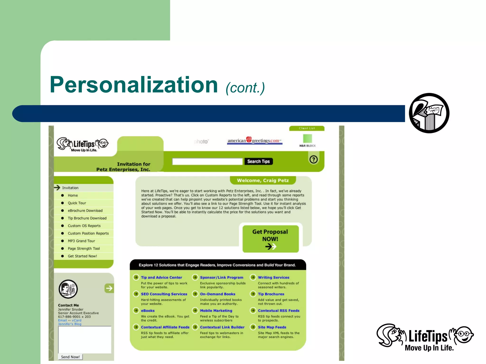 Personalization  (cont.) 