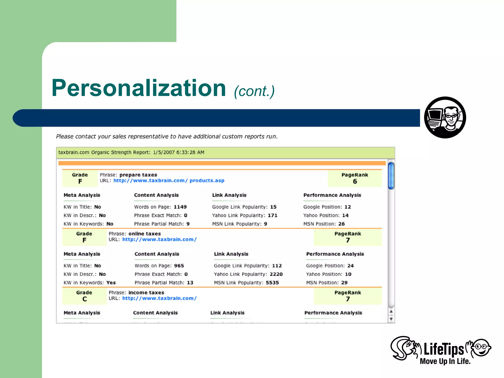 Personalization  (cont.) 