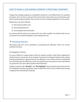 Managing Loss Making Business Economics - convert loss to a profit | PDF