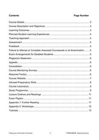 Contents                                                                                       Page Number

Course Details...