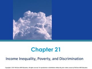 Chapter 21
Income Inequality, Poverty, and Discrimination
Copyright © 2015 McGraw-Hill Education. All rights reserved. No reproduction or distribution without the prior written consent of McGraw-Hill Education.
 