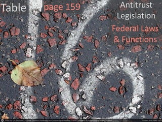 Table page 159 Antitrust
Legislation
Federal Laws
& Functions
 