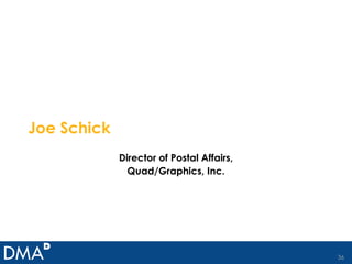 Joe Schick Director of Postal Affairs, Quad/Graphics, Inc. 