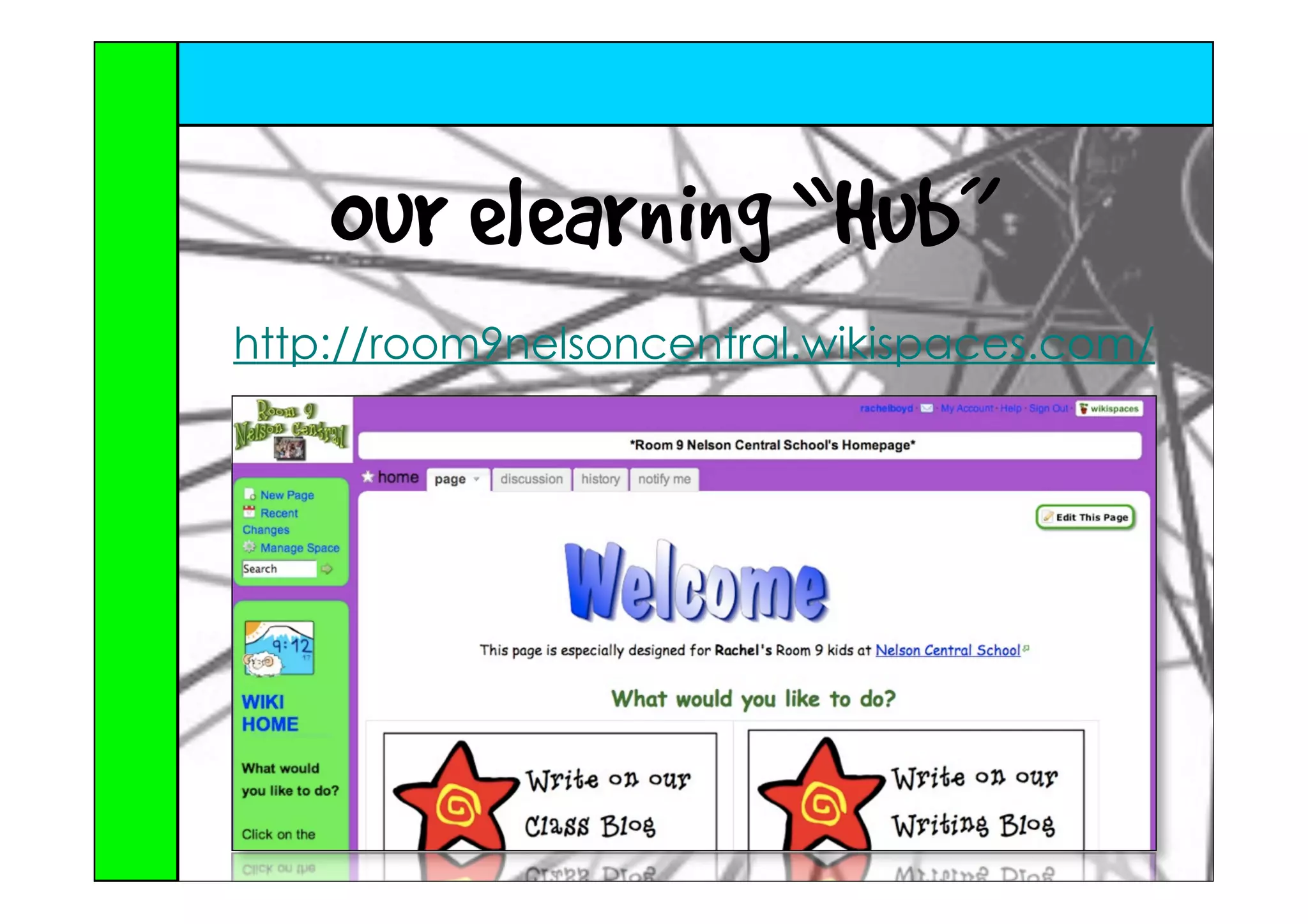 Our elearning “Hub”
http://room9nelsoncentral.wikispaces.com/
 