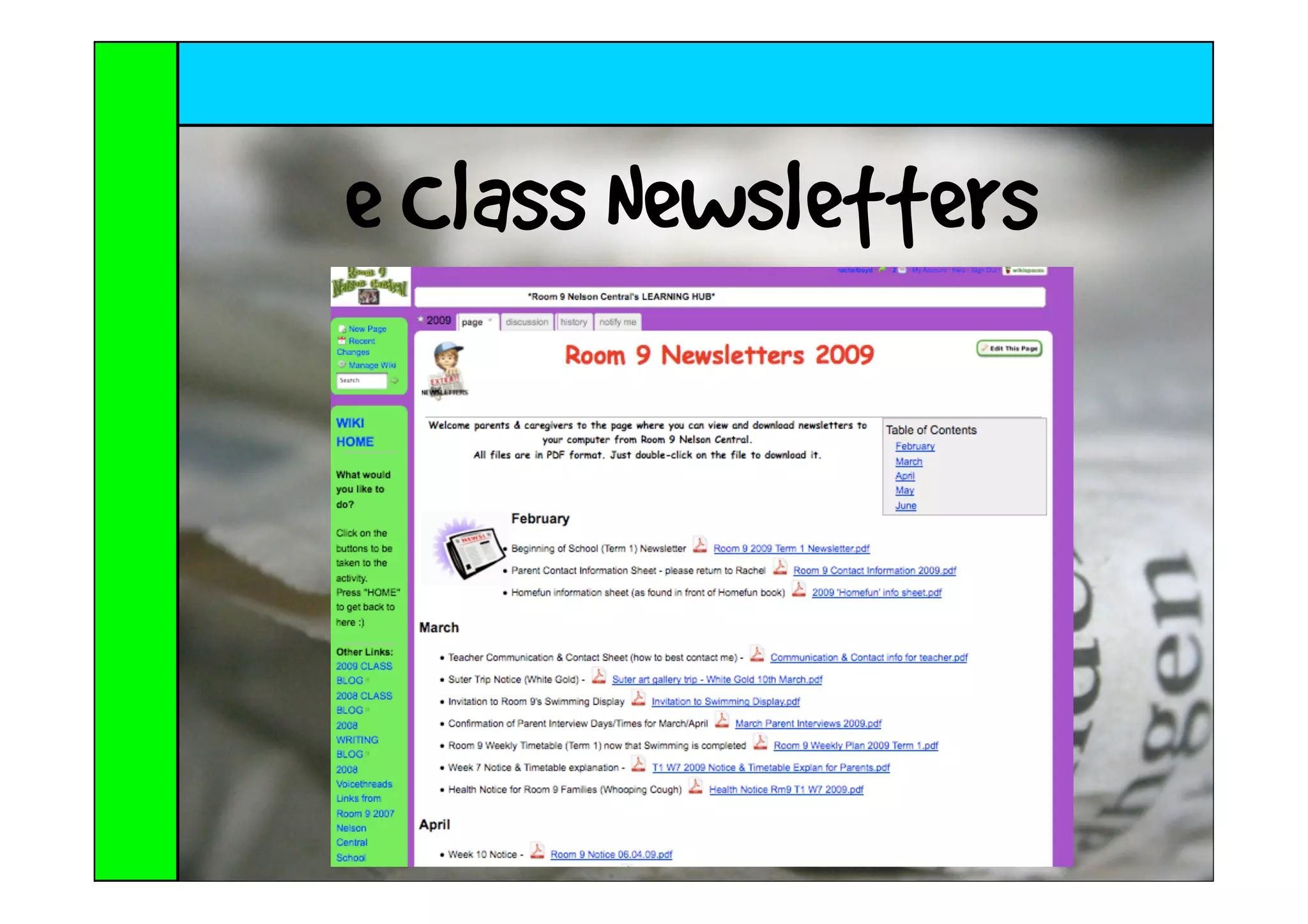 e Class Newsletters
 