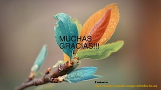 MUCHAS
GRACIAS!!!
Contacto:
elga.velasquez@gmail.com/greendrinkscba.org
 