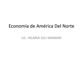 Economía de América Del Norte
LIC. HILARIA JULI MAMANI
 
