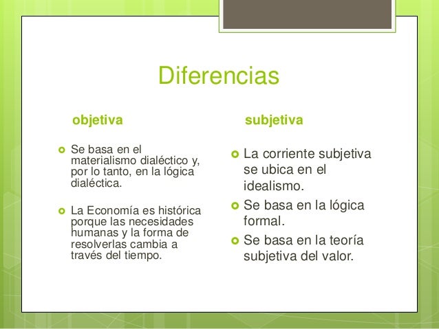 Economía objetiva y subjetiva