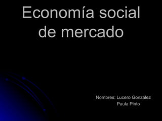 Economía social de mercado Nombres: Lucero González Paula Pinto 