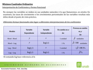 Unstructured: Para datos sin estructura. Solo se introduce el número de observaciones “cortes transversales”