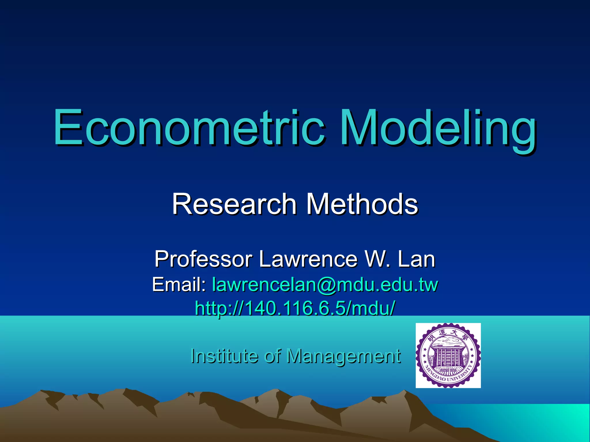 Econometric model ing | PPT | Physics | Science