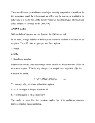 DUMMY VARIABLE REGRESSION MODEL | DOCX