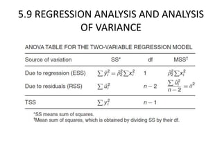 5.9 REGRESSION ANALYSIS AND ANALYSIS
OF VARIANCE
 