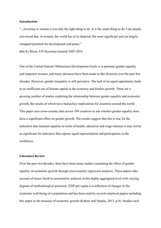Effect of Gender Equality on Economic Growth | PDF