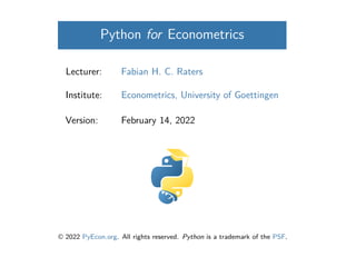 Econometrics for python, how to deal with data | PDF