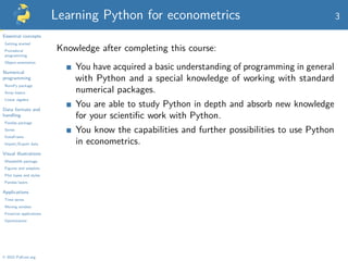Econometrics for python, how to deal with data | PDF