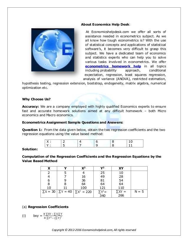 Econometrics coursework help