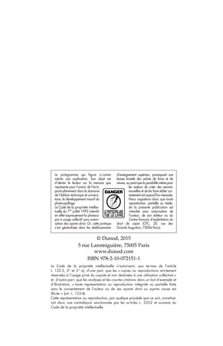 © Dunod, 2015
5 rue Laromiguière, 75005 Paris
www.dunod.com
ISBN 978-2-10-072151-1
 