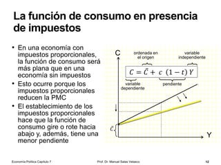 Dinero bancario
Prof. Dr. Manuel Salas Velasco 12
• Son los depósitos creados por las entidades
financieras y que tienen un elevado grado de
liquidez
• Los depósitos a la vista (cuentas corrientes) constituyen
el dinero bancario por ser aceptados, en general, como
medios de cambio o pago debido a la confianza que tiene el
público en las entidades bancarias
• Los depósitos a la vista vienen caracterizados por:
• El titular de la cuenta corriente puede retirar su dinero con
solo exigirlo en el momento que quiera
• Dichos depósitos son movilizables mediante cheques
• Ningún agente tiene la obligación de aceptar un cheque como
medio de pago –por lo que no sería dinero legal–, aunque hoy día
se ha convertido en un instrumento generalizado de pago
Economía Política Capítulo 7
 