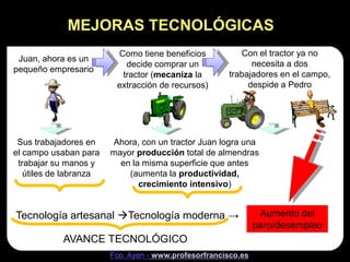 MEJORAS TECNOLÓGICAS
                         Como tiene beneficios           Con el tractor ya no
 Juan, ahora es un
    ...