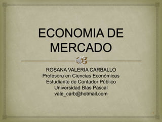 1
ROSANA VALERIA CARBALLO
Profesora en Ciencias Económicas
Estudiante de Contador Público
Universidad Blas Pascal
vale_carb@hotmail.com
 