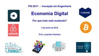 PSI 2617 - Inovação em Engenharia
Economia Digital
Por que tudo está mudando?
5 de junho de 2018
Prof. Leopoldo Yoshioka
 