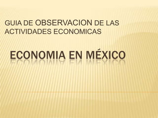 GUIA DE OBSERVACION DE LAS
ACTIVIDADES ECONOMICAS

ECONOMIA EN MÉXICO

 
