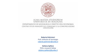Roberta Paltrinieri
Prof. ordinario di Sociologia
roberta.paltrinieri@unibo.it
Stefano Spillare
PhD e research fellow
stefano.spillare2@unibo.it
 