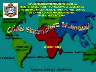 REPUBLICA BOLIVARIANA DE VENEZUELA 
MINISTERIO DEL PODER POPULAR PARA LA DEFENSA 
UNIVERSIDAD NACIONAL EXPERIMENTAL POLITECNICA 
DE LA FUERZA ARMADA BOLIVARIANA 
UNEFA - NUCLEO LARA 
Sección 1M1ES 
 