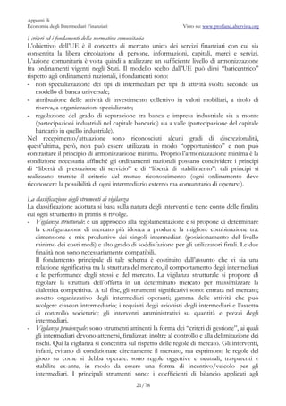 Appunti di
Economia degli Intermediari Finanziari                         Visto su: www.profland.altervista.org

I criteri...