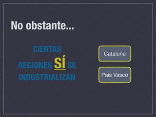 No obstante...
    CIERTAS       Cataluña

 REGIONESSÍ  SE
                  País Vasco
 INDUSTRIALIZAN
 