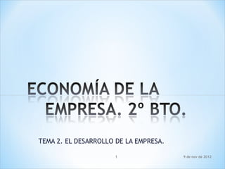 TEMA 2. EL DESARROLLO DE LA EMPRESA.

                     1                 9 de nov de 2012
 
