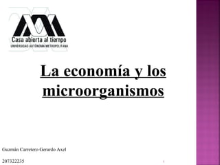 La economía y los
                 microorganismos


Guzmán Carretero Gerardo Axel

207322235                        1
 